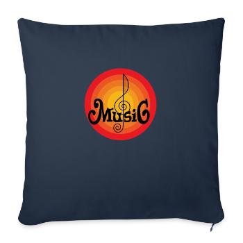 Note de musique rétro - Housse de coussin décorative 45 x 45 cm - bleu marine - Devant