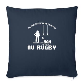 Rugby passion sport cadeau - Housse de coussin décorative 45 x 45 cm - bleu marine - Devant
