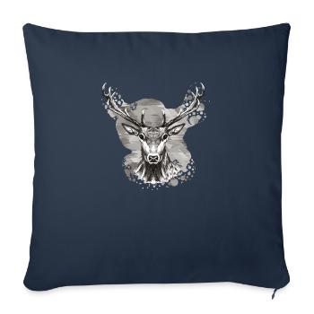 Cerf - Housse de coussin décorative 45 x 45 cm - bleu marine - Devant