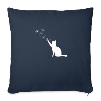 Starry Magic Cat - Sofa pillowcase 17,3'' x 17,3'' (45 x 45 cm) - navy - Front