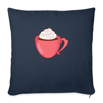 Mignonne tasse de cacao kawaii mignonne - Housse de coussin décorative 45 x 45 cm - bleu marine - Devant