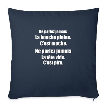 Humour noir bouche pleine - Housse de coussin décorative 45 x 45 cm - bleu marine - Devant
