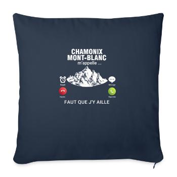 Chamonix m'appelle faut que j'y aille biathlete - Housse de coussin décorative 45 x 45 cm - bleu marine - Devant