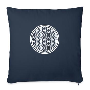 Fleur de Vie Fleur de Vie Yoga Blanc - Housse de coussin décorative 45 x 45 cm - bleu marine - Devant
