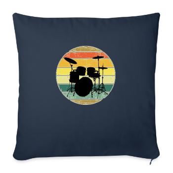 Drums Drummer Vintage Retro Drumset - Sofa pillowcase 17,3'' x 17,3'' (45 x 45 cm) - navy - Front