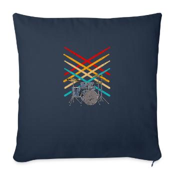 Rétro Drumsticks Musique Tambours - Housse de coussin décorative 45 x 45 cm - bleu marine - Devant