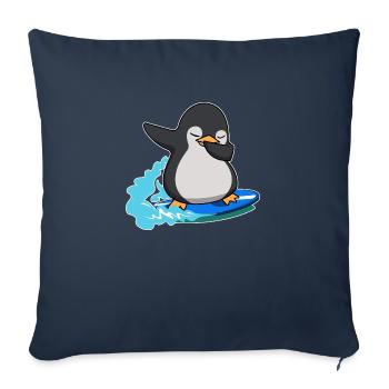 dab dabbing pingouin surf king pingouin anniversaire - Housse de coussin décorative 45 x 45 cm - bleu marine - Devant
