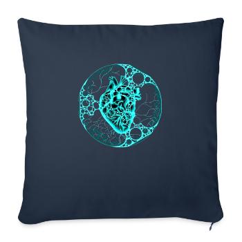 Coeur, Sphère, Turquoise - Housse de coussin décorative 45 x 45 cm - bleu marine - Devant