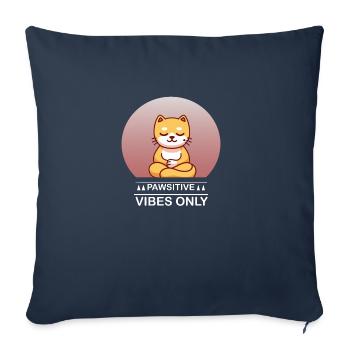 pawsitive vibes only meditation yoga cat - Sofa pillowcase 17,3'' x 17,3'' (45 x 45 cm) - navy - Front