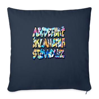 Alphabet graffiti - Housse de coussin décorative 45 x 45 cm - bleu marine - Devant