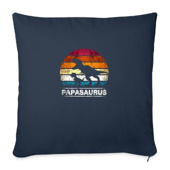 Papa Père Papasaurus rétro Vintage Fête des Pères - Housse de coussin décorative 45 x 45 cm - bleu marine - Devant