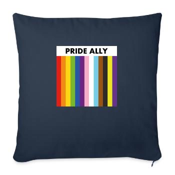 Gay Pride Ally drapeau arc-en-ciel inclusif - Housse de coussin décorative 45 x 45 cm - bleu marine - Devant