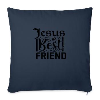 Jésus est mon meilleur ami - Housse de coussin décorative 45 x 45 cm - bleu marine - Devant