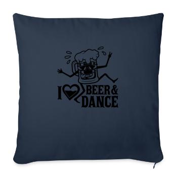 Bière et danse Amour - Housse de coussin décorative 45 x 45 cm - bleu marine - Devant