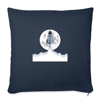 Décollage d’une fusée grise - Housse de coussin décorative 45 x 45 cm - bleu marine - Devant
