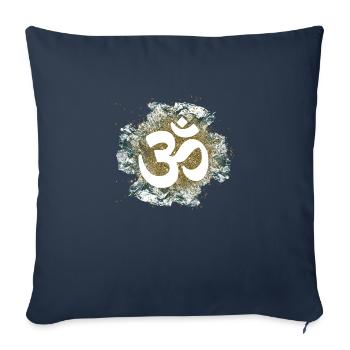 om sign gold metal elements yoga - Sofa pillowcase 17,3'' x 17,3'' (45 x 45 cm) - navy - Front