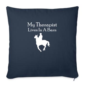 Mon thérapeute vit dans une grange - Housse de coussin décorative 45 x 45 cm - bleu marine - Devant