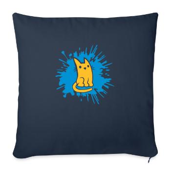 Gouttes de couleur blobs chat bande dessinée - Housse de coussin décorative 45 x 45 cm - bleu marine - Devant