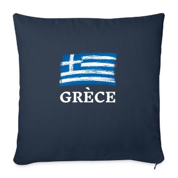 Grèce Drapeau Grec Vacances Voyages Pays - Housse de coussin décorative 45 x 45 cm - bleu marine - Devant