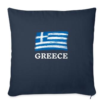 Grèce Drapeau Grec Vacances Voyages Pays - Housse de coussin décorative 45 x 45 cm - bleu marine - Devant