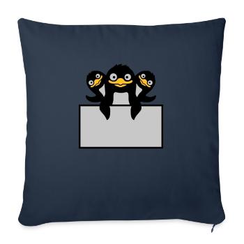 3 Pinguine hinter Schild - Sofakissenbezug 45 x 45 cm - Navy - Vorne