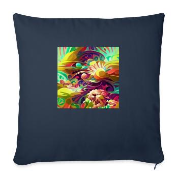 Bright retro psychedelic flowers and shapes - Sofa pillowcase 17,3'' x 17,3'' (45 x 45 cm) - navy - Front