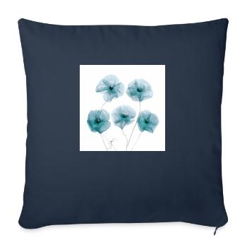 Coquelicot Photo Blanc Bleu Gris - Housse de coussin décorative 45 x 45 cm - bleu marine - Devant