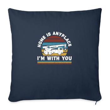 La maison est n’importe où avec vous! - Housse de coussin décorative 45 x 45 cm - bleu marine - Devant