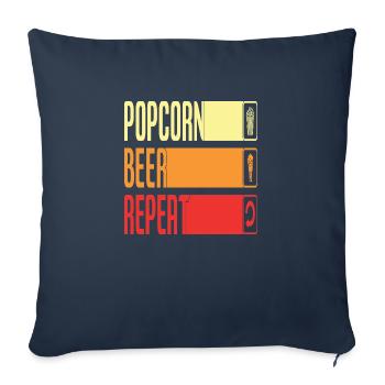 Popcorn Beer Repeat - Sofa pillowcase 17,3'' x 17,3'' (45 x 45 cm) - navy - Front