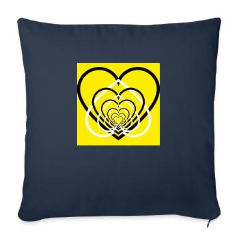 Cœurs Entremêlés Jaune - Housse de coussin décorative 45 x 45 cm - bleu marine - Devant