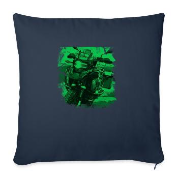 Moto GS noir vert - Housse de coussin décorative 45 x 45 cm - bleu marine - Devant