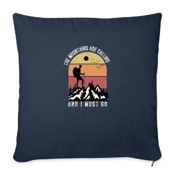 Mountain Calling idée cadeau La montagne m'appelle - Housse de coussin décorative 45 x 45 cm - bleu marine - Devant
