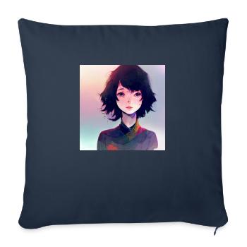 Manga girl - Housse de coussin décorative 45 x 45 cm - bleu marine - Devant