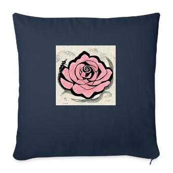 Rose japonaise - Housse de coussin décorative 45 x 45 cm - bleu marine - Devant