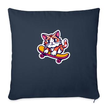 Katze am skaten - Sofakissenbezug 45 x 45 cm - Navy - Vorne
