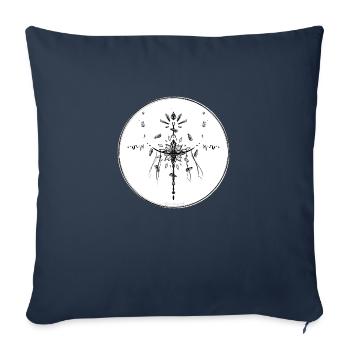 Collection Mystique ~ noir tatoo ~ n°4 - Housse de coussin décorative 45 x 45 cm - bleu marine - Devant
