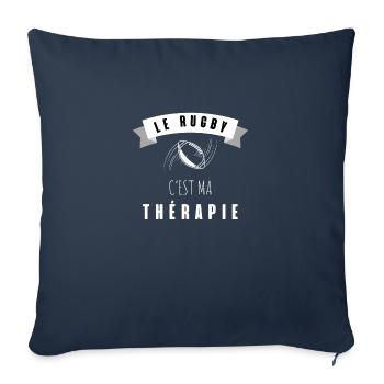 Le rugby c’est ma thérapie - Housse de coussin décorative 45 x 45 cm - bleu marine - Devant