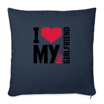 J’aime ma petite amie - Housse de coussin décorative 45 x 45 cm - bleu marine - Devant
