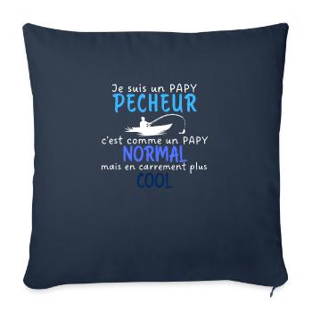 Je suis papy pêcheur comme papy normal plus cool - Housse de coussin décorative 45 x 45 cm - bleu marine - Devant