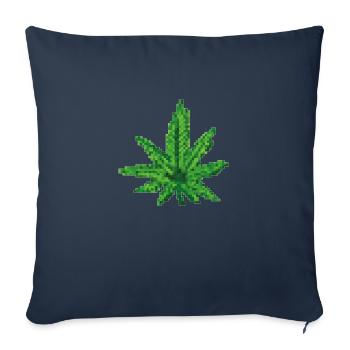 Marihuanablatt Cannabisblatt Pixelart - Sofakissenbezug 45 x 45 cm - Navy - Vorne