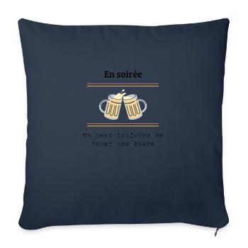 En soirée on peut toujours se taper une bière - Housse de coussin décorative 45 x 45 cm - bleu marine - Devant