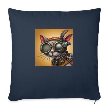 A walk through the robot mind: Steampunk Cat - Sofa pillowcase 17,3'' x 17,3'' (45 x 45 cm) - navy - Front