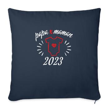 Papa x Maman Bébé en 2023 - Housse de coussin décorative 45 x 45 cm - bleu marine - Devant