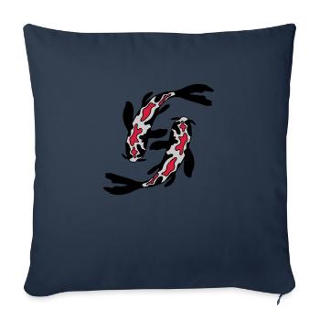 2 Poissons Koi Nishikigoi - Housse de coussin décorative 45 x 45 cm - bleu marine - Devant