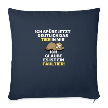 Ich spüre das Tier in mir, es ist ein Faultier! - Sofakissenbezug 45 x 45 cm - Navy - Vorne