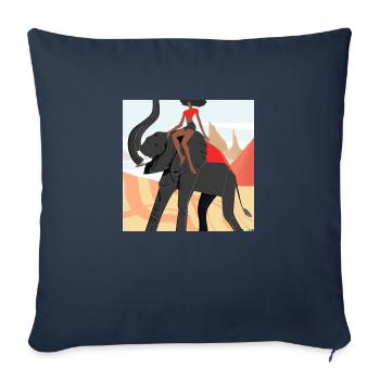 fille chevauchant l’éléphant - Housse de coussin décorative 45 x 45 cm - bleu marine - Devant