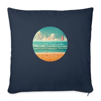 Phare de Family Beach - Housse de coussin décorative 45 x 45 cm - bleu marine - Devant