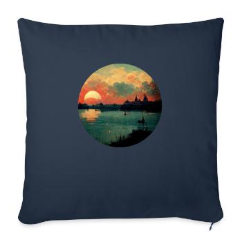 Vintage sunset City Painting - Sofakissenbezug 45 x 45 cm - Navy - Vorne