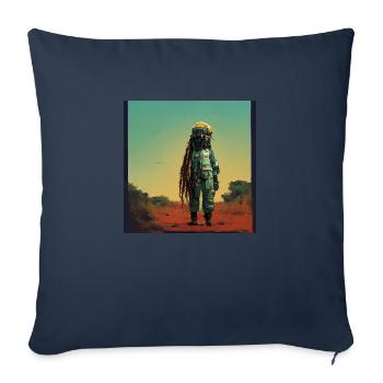 Rasta-astronaute - Housse de coussin décorative 45 x 45 cm - bleu marine - Devant