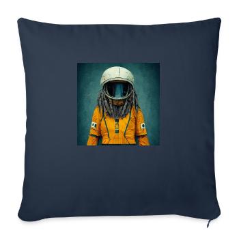 Rasta-astronaute - Housse de coussin décorative 45 x 45 cm - bleu marine - Devant